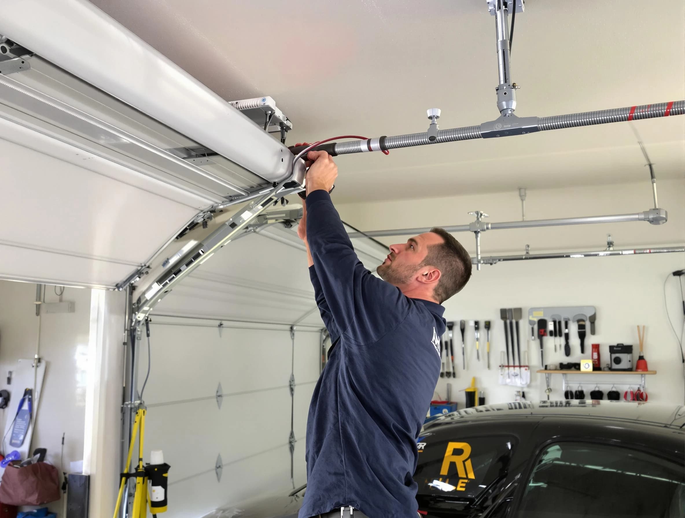 Laurel Garage Door Repair technician performing garage door cable repair in Laurel