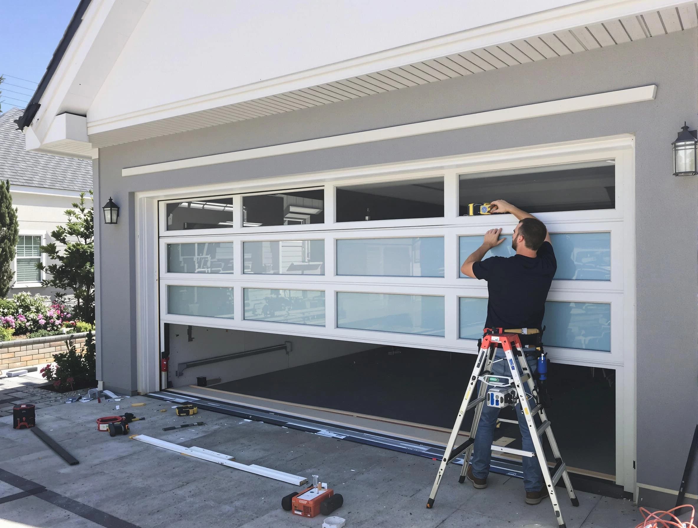 Laurel Garage Door Repair team performing garage door replacement in Laurel