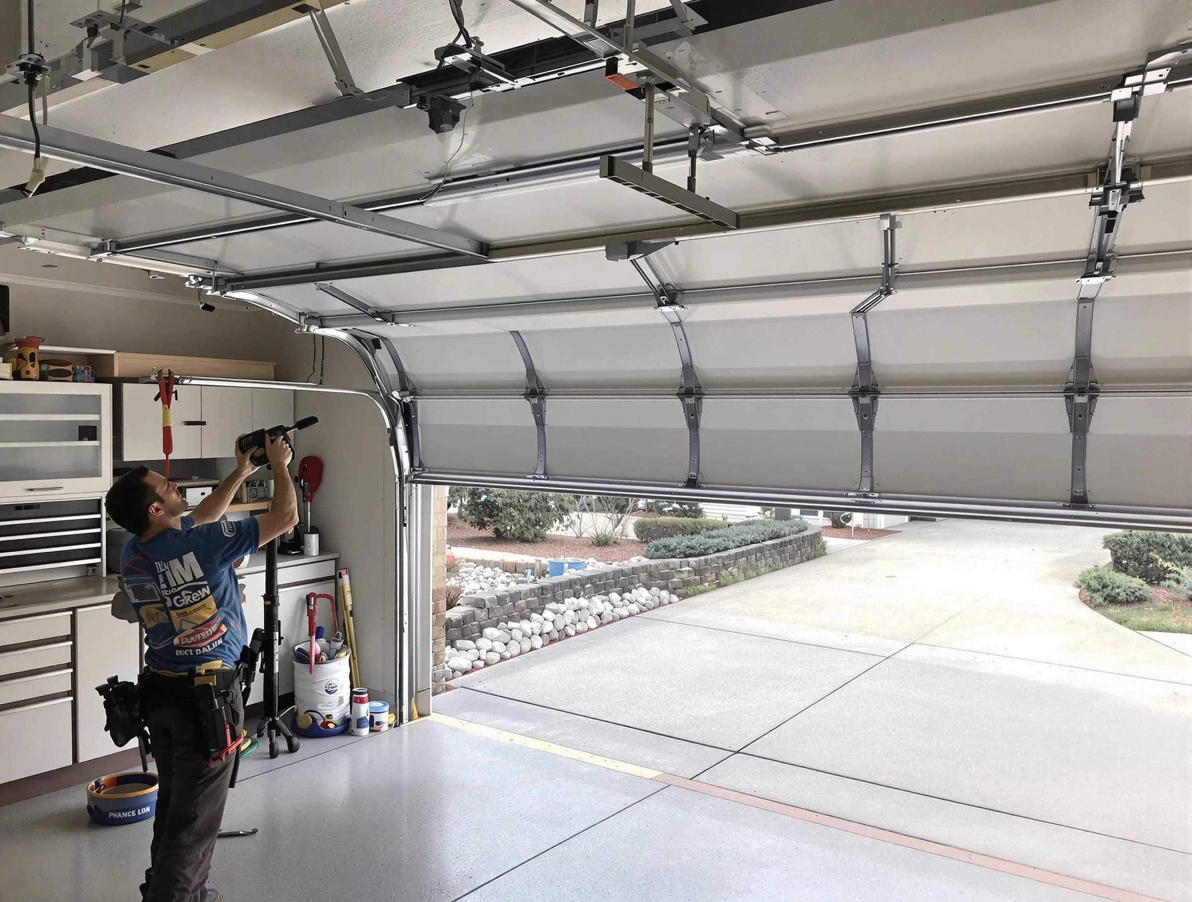Garage door track repair service by Laurel Garage Door Repair in Laurel