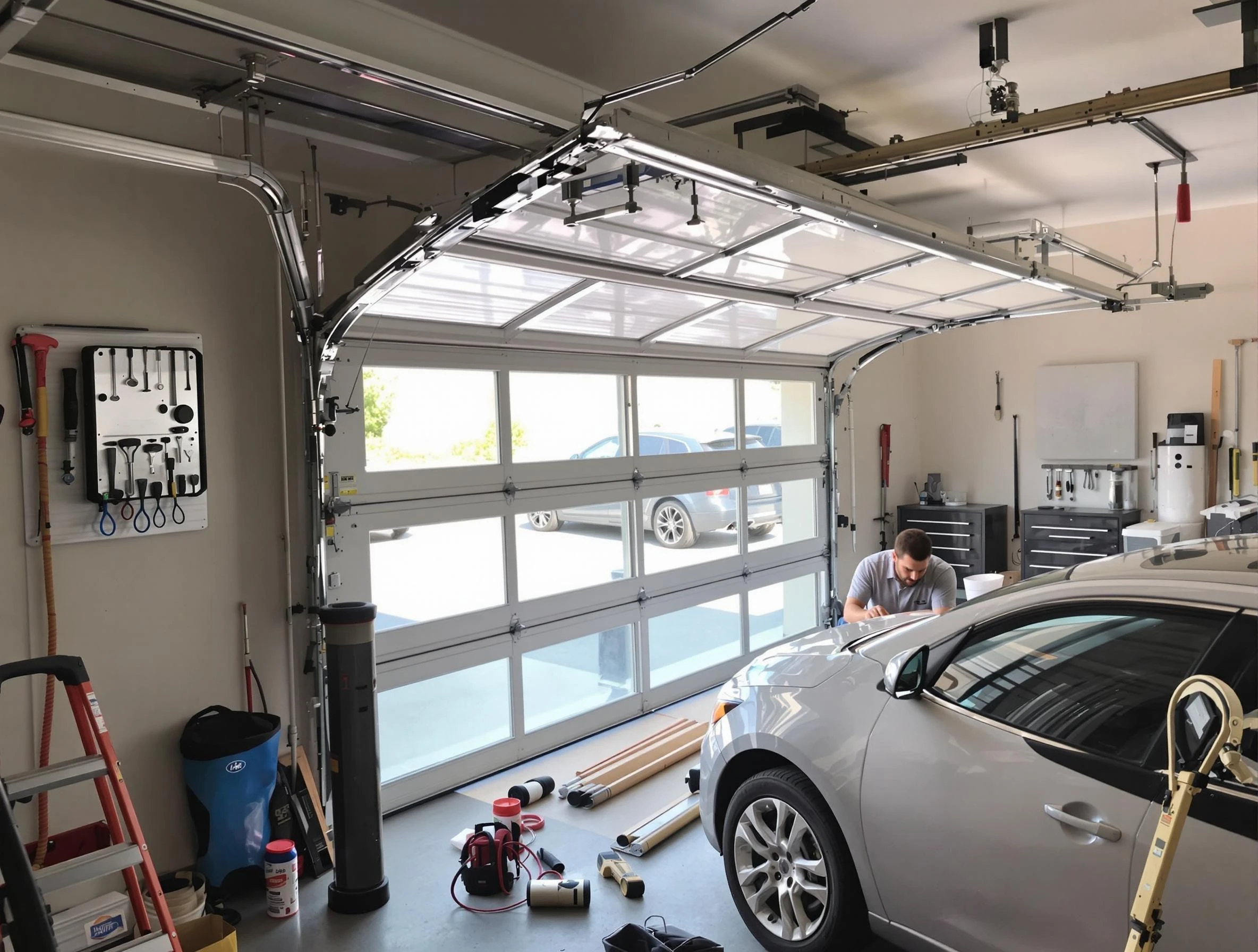 Garage door noise reduction service by Laurel Garage Door Repair in Laurel