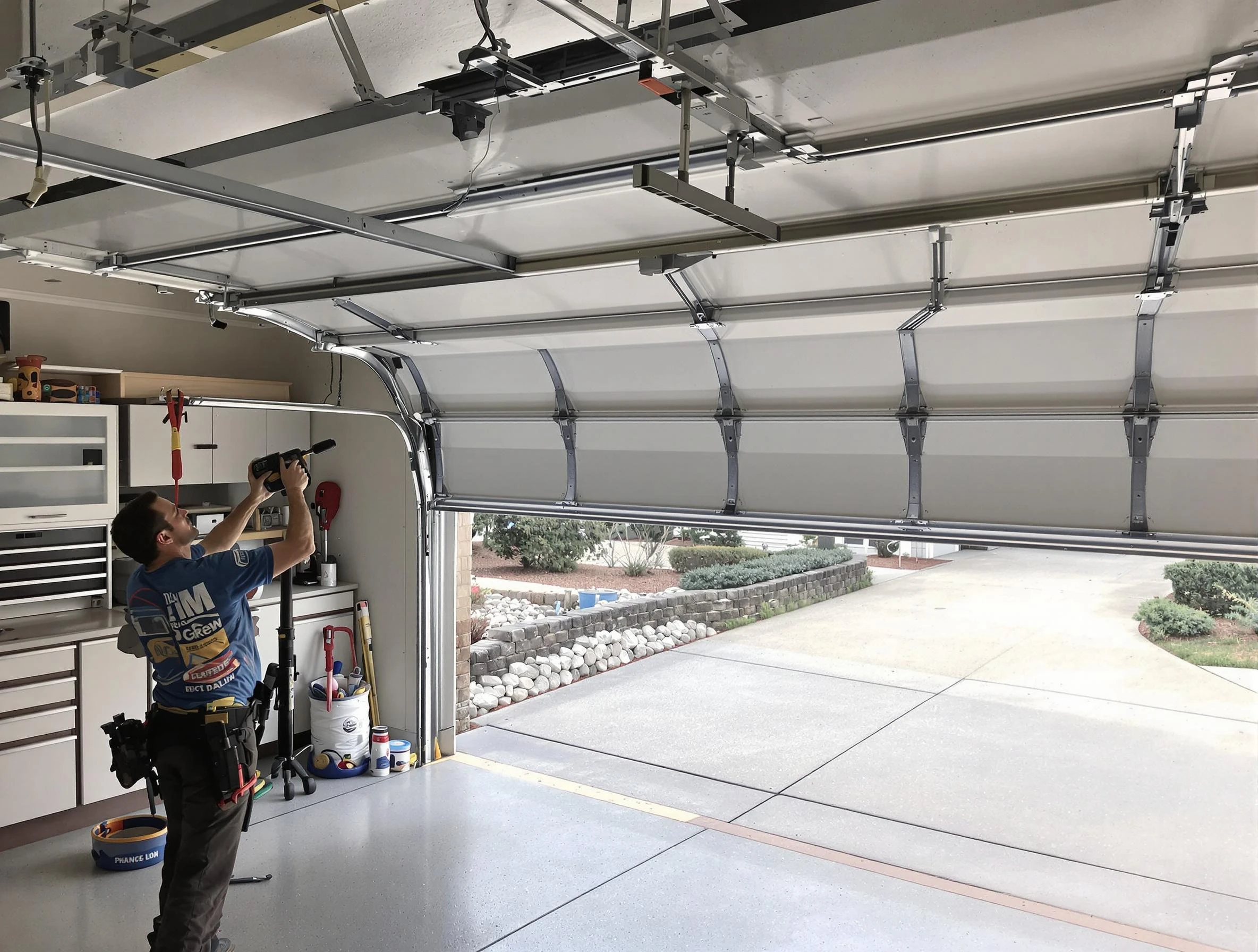 Garage door track repair service by Laurel Garage Door Repair in Laurel